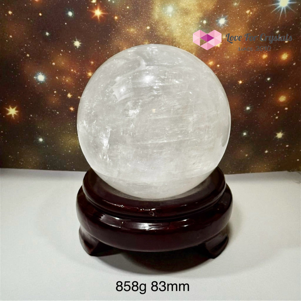 White Calcite Large Sphere (Pre-encoded and Activated) 858g 83mm Sphere