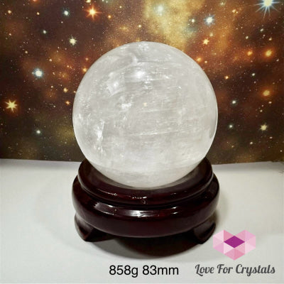 White Calcite Large Sphere (Pre-encoded and Activated) 858g 83mm Sphere