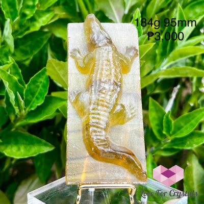 Yellow Fluorite Crocodile Carving Slab photo1 Slabs