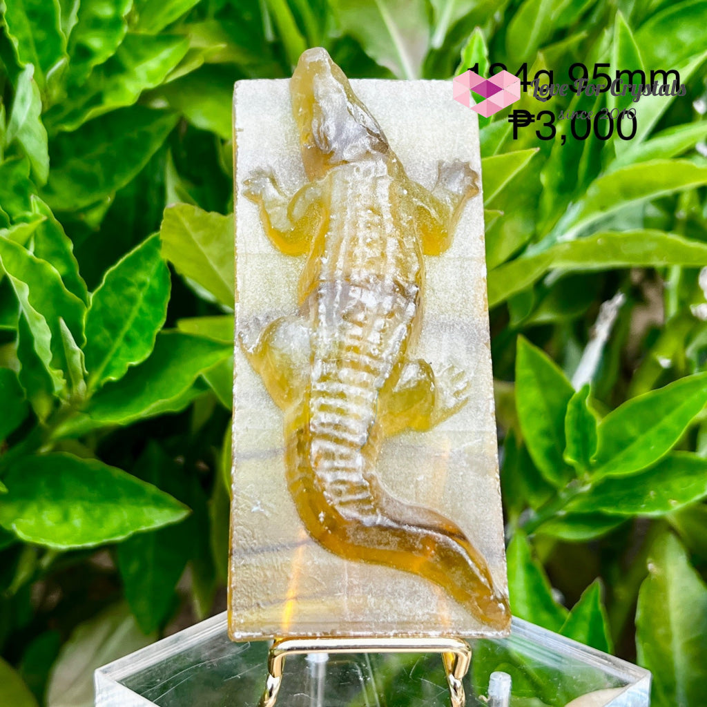 Yellow Fluorite Crocodile Carving Slab photo1 Slabs